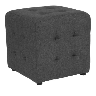 Flash Furniture QY-S02-DGY-GG 16" W x 16" H x 16.5" D Dark Gray Fabric Taut with Black Bottom Dust Cover Avendale Ottoman / Pouf