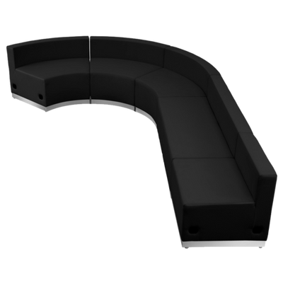 Flash Furniture ZB-803-470-SET-BK-GG Black LeatherSoft with Brushed Stainless Steel Base Modular Hercules Alon Series Reception Configuration