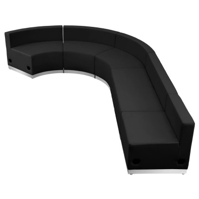 Flash Furniture ZB-803-470-SET-BK-GG Black LeatherSoft with Brushed Stainless Steel Base Modular Hercules Alon Series Reception Configuration