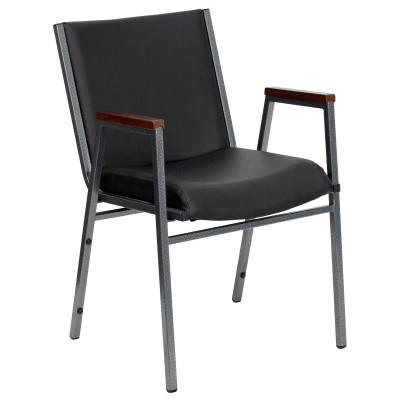 Flash Furniture XU-60154-BK-VYL-GG Black Vinyl Upholstered Hercules Series Heavy Duty Stacking Chair