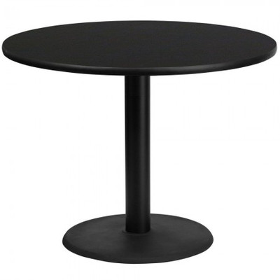 Flash Furniture XU-RD-42-BLKTB-TR24-GG 42&quot; Dia. Round Black Laminated Dining Height Table with Pedestal Base