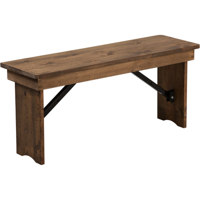 Flash Furniture XA-B-40X12-GG 40.25" W x 12" D x 17.75" H 3/4" Thick Solid Pine Plank Top Hercules Series Folding Rustic Farm Bench