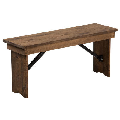 Flash Furniture XA-B-40X12-GG 40.25" W x 12" D x 17.75" H 3/4" Thick Solid Pine Plank Top Hercules Series Folding Rustic Farm Bench