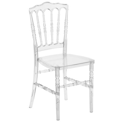 Flash Furniture BH-H002-CRYSTAL-GG Polycarbonate For Indoor/Outdoor Commercial Use Stacks up to 10 Chairs High Flash Elegance Stacking Napoleon Chair