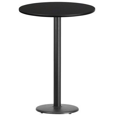 Flash Furniture XU-RD-30-BLKTB-TR18B-GG Black Laminate Round Top PVC T-Mold Edge Table