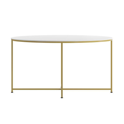 Flash Furniture NAN-JH-1787CT-GG 35.5" W x 19.25 "H White Laminate Finish Top with Matte Gold Powder Coated Frame Hampstead Collection Coffee Table