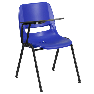 Flash Furniture RUT-EO1-BL-RTAB-GG Blue Flip-Up Right Handed Plastic Tablet Arm Seat and Back Hercules Series Ergonomic Shell Chair