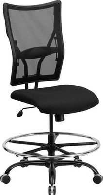 Flash Furniture WL-5029SYG-D-GG Black Padded Fabric Seat without Arms Hercules Series Big &amp; Tall Drafting Stool