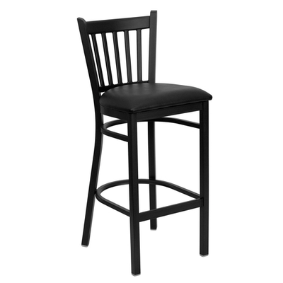 Flash Furniture XU-DG-6R6B-VRT-BAR-BLKV-GG Black Vinyl Seat Steel Black Powder Coated Frame Hercules Series Restaurant Bar Stool
