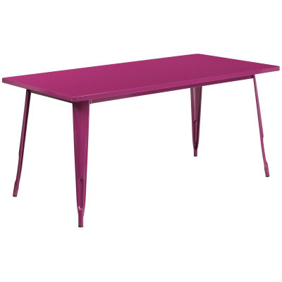 Flash Furniture ET-CT005-PUR-GG 63" W x 31.5" D Purple Galvanized Steel Powder Coat Finish Indoor / Outdoor Rectangular Table