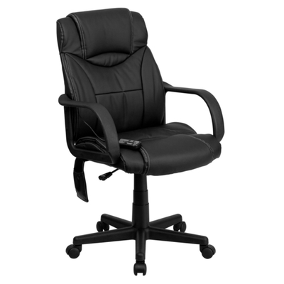 Flash Furniture BT-2690P-GG Black Heavy Duty Black Nylon Base and Arms Massaging Executive Swivel Office Chair