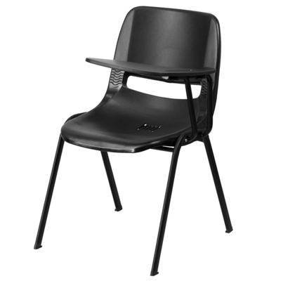 Flash Furniture RUT-EO1-BK-LTAB-GG Black Flip-Up Left Handed Plastic Tablet Arm Seat and Back Hercules Series Ergonomic Shell Chair