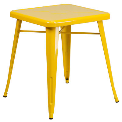 Flash Furniture CH-31330-29-YL-GG Yellow Square Metal Cross Brace Table