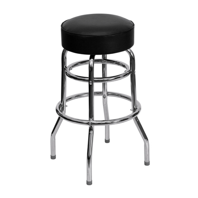 Flash Furniture XU-D-100-GG Black Vinyl Double Ring Chrome Frame Hercules Series Bar Stool