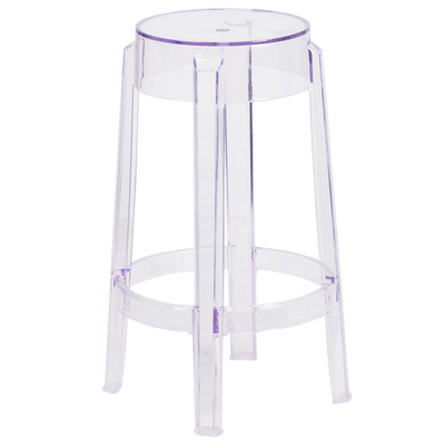 Flash Furniture FH-118-APC1-GG 25.75" H Transparent Crystal Polycarbonate Counter Height with Drain Hole Seat Bar Stool