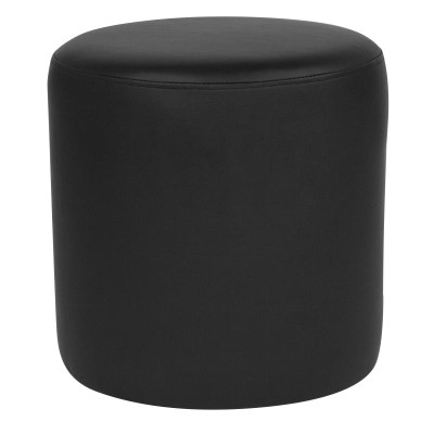 Flash Furniture QY-S10-5001-1-BKL-GG 15.75" W x 16.25" H Black LeatherSoft Taut with Black Bottom Dust Cover Avendale Ottoman / Pouf