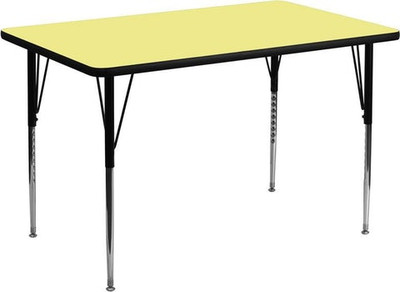 Flash Furniture XU-A3048-REC-YEL-T-A-GG 48" W x 30" D x 21.25" - 30.25" Adjustable Height Rectangular Yellow Activity Table