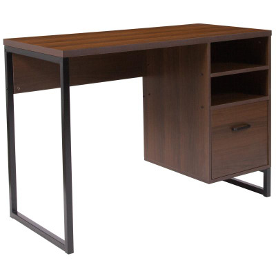 Flash Furniture NAN-NJ-HD10168-GG 47.25" W x 29.5" H x 19.5" D Coffee Wood Grain Laminate Top Northbrook Computer Desk
