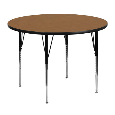 Flash Furniture XU-A48-RND-OAK-T-A-GG 48" Dia. Round 21.12" - 30.12" Adjustable Height Oak Activity Table
