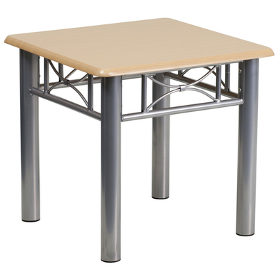 Flash Furniture JB-6-END-NAT-GG 21" W Natural Laminate Top with Silver Steel Frame End Table