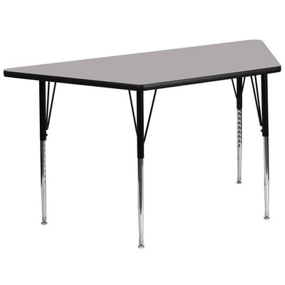 Flash Furniture XU-A3060-TRAP-GY-H-A-GG 57.5&quot; W x 26.25&quot; D x 21.25&quot; - 30.25&quot; Adjustable Height Trapezoid Gray Activity Table