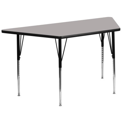 Flash Furniture XU-A3060-TRAP-GY-H-A-GG 57.5" W x 26.25" D x 21.25" - 30.25" Adjustable Height Trapezoid Gray Activity Table