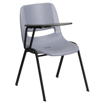 Flash Furniture RUT-EO1-GY-RTAB-GG Gray Flip-Up Right Handed Plastic Tablet Arm Seat and Back Hercules Series Ergonomic Shell Chair