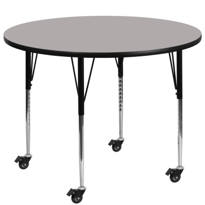 Flash Furniture XU-A42-RND-GY-H-A-CAS-GG 42" Dia. Round 22.4" - 30.5" Adjustable Height Gray Activity Table