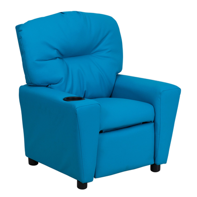Flash Furniture BT-7950-KID-TURQ-GG 90 Lb. Turquoise Vinyl Solid Hardwood Frame Contemporary Style Kids Recliner