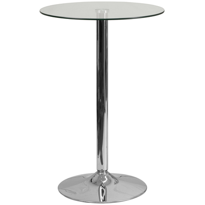 Flash Furniture CH-6-GG 23.5&quot; Dia. Clear Glass Top Chrome Base with Protective Plastic Ring Round Table