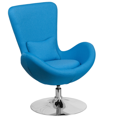 Flash Furniture CH-162430-AQ-FAB-GG Aqua Integrated Curved Arms Chrome Base Egg Series Swivel Reception/Lounge/Side Chair