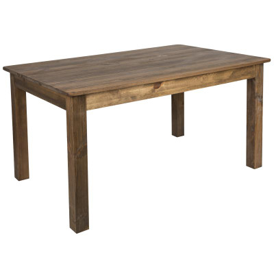 Flash Furniture XA-F-60X38-GG 60" W x 38" D Solid Pine Rustic Stained Finish Rectangular Farm Dining Table