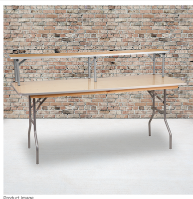 Flash Furniture XA-72-RS-GG 72"W x 12"D x 12"H Birchwood Hardwood Surface Silver Powder Coated Legs Bar Top Riser