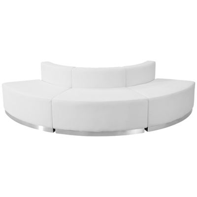 Flash Furniture ZB-803-800-SET-WH-GG White LeatherSoft with Brushed Stainless Steel Base Modular Hercules Alon Series Reception Configuration