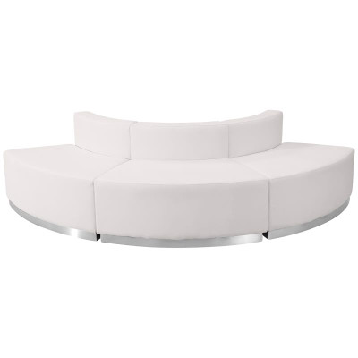 Flash Furniture ZB-803-800-SET-WH-GG White LeatherSoft with Brushed Stainless Steel Base Modular Hercules Alon Series Reception Configuration
