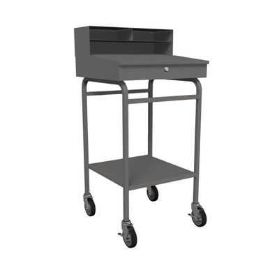 Winholt RDMWN-3 Mobile Stand Up Design Sloped Top Writing Surface Enamel Heavy-Gauge Steel Construction Receiving Desk