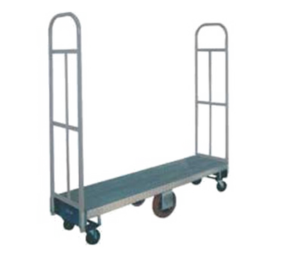 Winholt 300-48D-PU 2000 Lb. 16" x 48" Deck Steel Frame Anti-Skid Diamond Plate Steel Deck Two Removable Handles Single Platform U-Boat Utility Cart