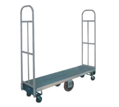 Winholt 300-48D-PU 2000 Lb. 16" x 48" Deck Steel Frame Anti-Skid Diamond Plate Steel Deck Two Removable Handles Single Platform U-Boat Utility Cart