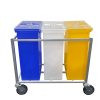 Winholt 148PIB 225 Lbs. 1 White 1 Yellow &amp; 1 Blue Bin 3 Clear Covers Polyethylene Aluminum Frame with Large 5" Casters Triple Assembly Ingredient Bin