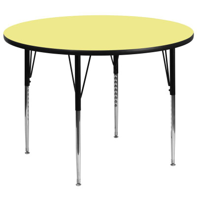 Flash Furniture XU-A60-RND-YEL-T-A-GG 60" Dia. Yellow Round Plastic Laminate Top Black Edge Band Activity Table