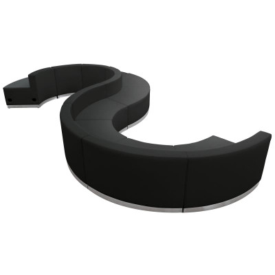Flash Furniture ZB-803-420-SET-BK-GG Black LeatherSoft with Brushed Stainless Steel Base Modular Hercules Alon Series Reception Configuration
