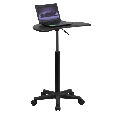Flash Furniture NAN-JN-2792-GG 25" W x 13" D Mobile Half Moon Black Laminate Laptop Computer Desk