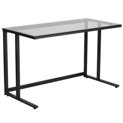 Flash Furniture NAN-WK-055-GG 47.25" W x 23.5" D x 29.25" H Clear Tempered Glass Top Computer Desk