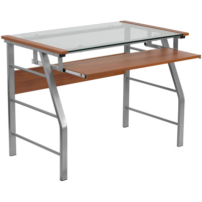Flash Furniture NAN-JN-2940-GG 39.38" W x 23.04" D x 29.5" H Clear Tempered Glass Top Computer Desk