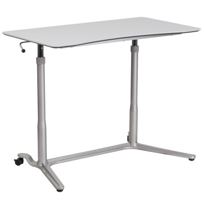 Flash Furniture NAN-IP-6-1-GG 37.38" W x 20.5" D x 40.75" H Light Gray Laminate Finish Top Mobile Sit-Down/Stand-Up Computer Desk