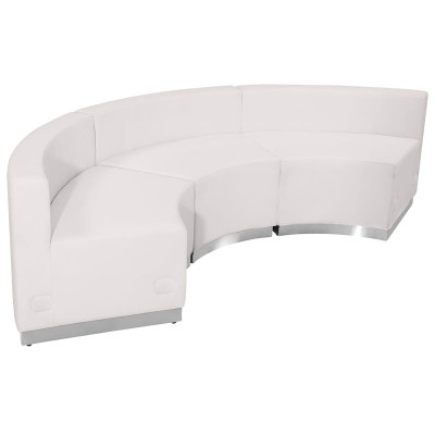 Flash Furniture ZB-803-740-SET-WH-GG White LeatherSoft with Brushed Stainless Steel Base Modular Hercules Alon Series Reception Configuration
