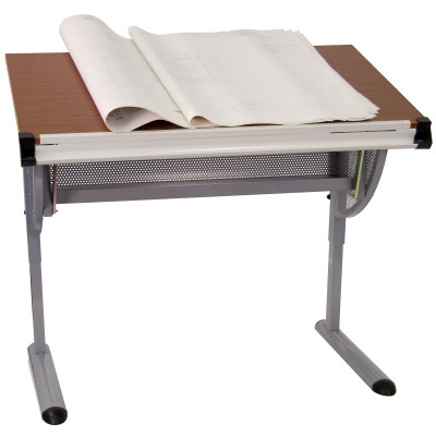 Flash Furniture NAN-JN-2433-GG 45.25" W x 28.25" D x 47.75" H Cherry Melamine Laminate Finish Top Floor Model Drawing and Drafting Table