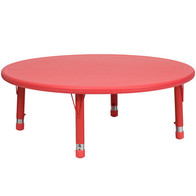 Flash Furniture YU-YCX-005-2-ROUND-TBL-RED-GG Red Round Plastic Top Safety Rounded Corners Preschool Activity Table