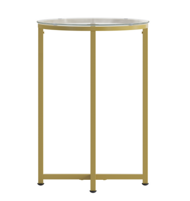 Flash Furniture NAN-JH-1786ET-GG 6&quot; W x 23.25 &quot;H Tempered Glass Top with Coss base and Matte Gold Powder Coated Frame Greenwich Collection End Table