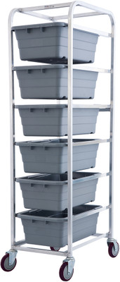 Winholt AL-L-6 19" D x 27" W x 71" H Mobile Rustproof All Welded Aluminum Four 5" Polyurethane Swivel Stem Casters Lug Cart